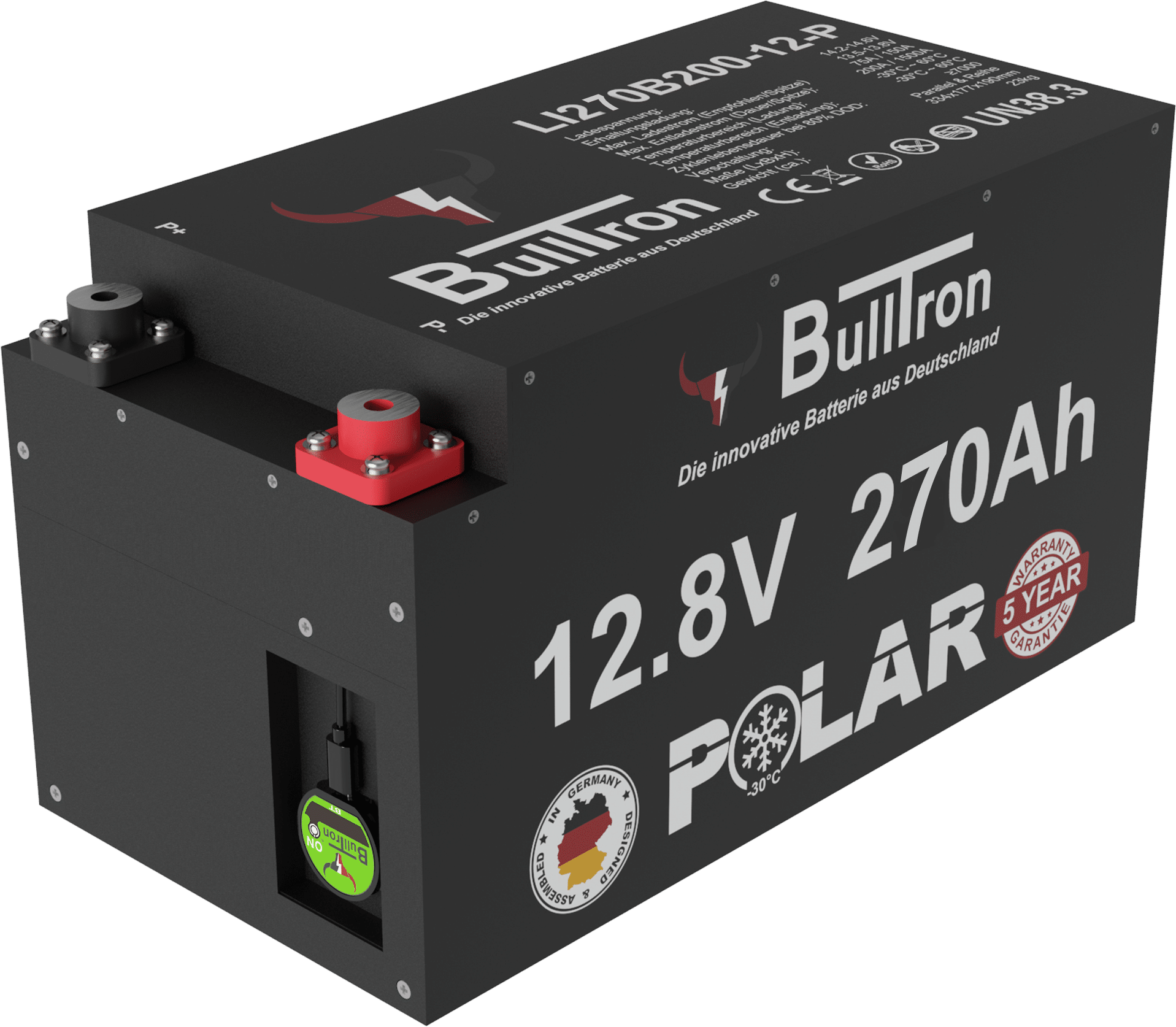 BULLTRON 270Ah Polar LiFePO4 12.8V Akku mit Smart BMS, Bluetooth App und Heizung