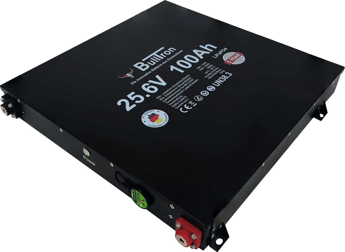 BULLTRON 100Ah LiFePO4 25.6V Slim Polar Akku mit Smart BMS, Bluetooth App, 5A aktiv Balancer und Heizung