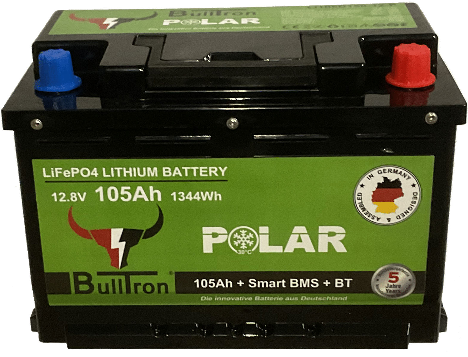 BULLTRON 105Ah LiFePO4 12.8V Polar Akku mit Smart BMS, Bluetooth App, 5A aktiv Balancer und Heizung