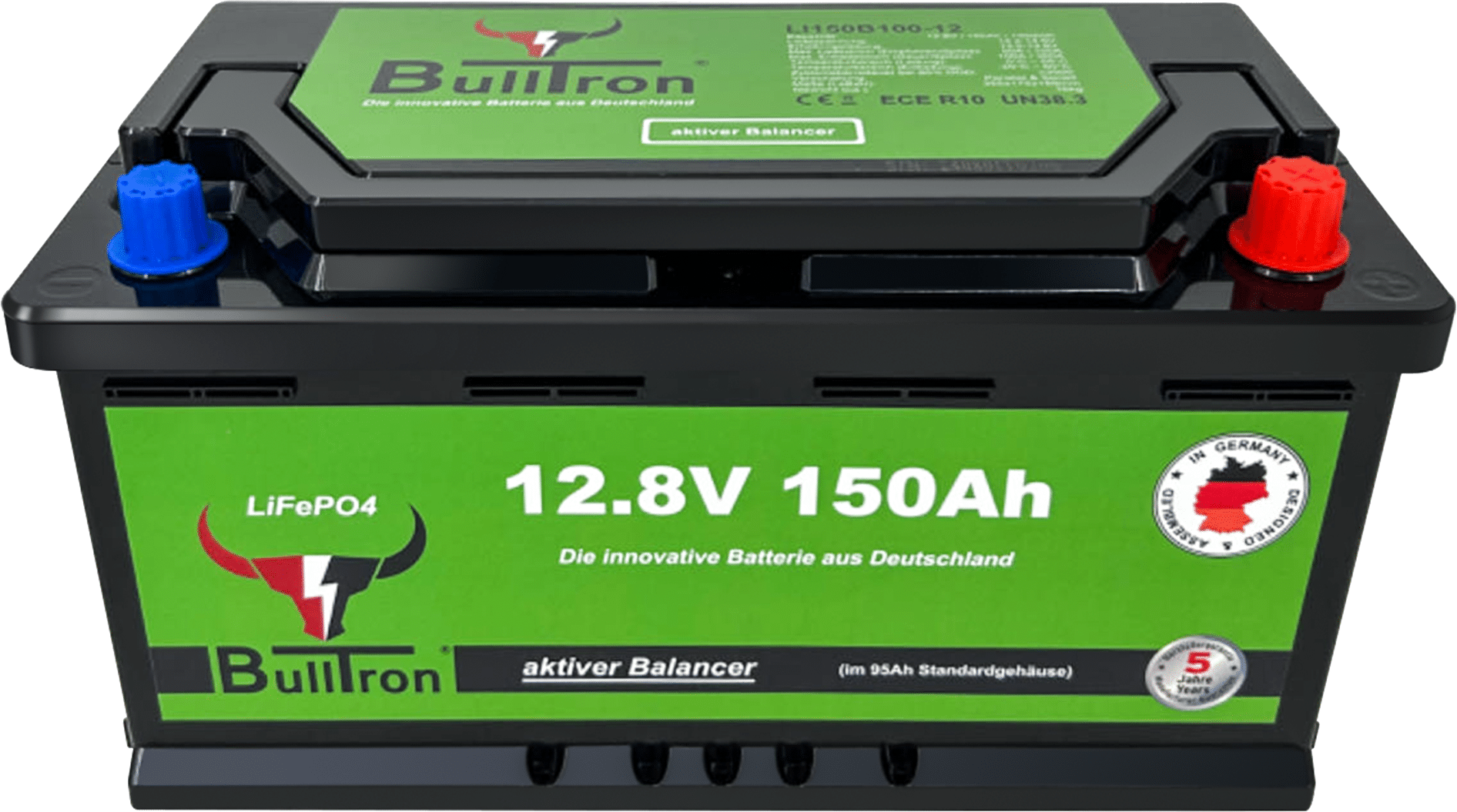 BULLTRON 150Ah LiFePO4 12.8V Basic Akku mit Smart BMS, Bluetooth App und 1A aktiv Balancer
