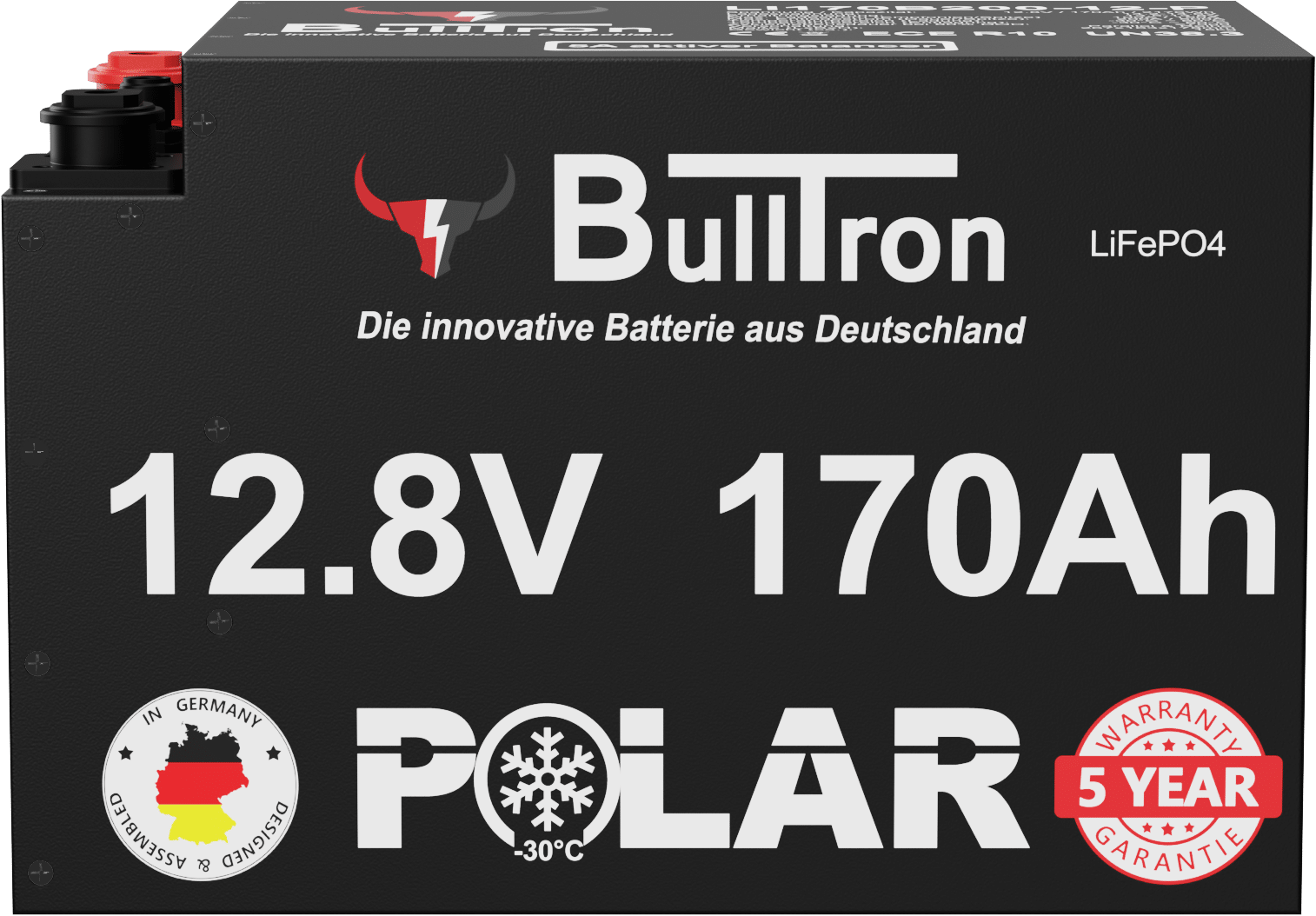 BULLTRON 170Ah LiFePO4 12.8V Polar Akku, Smart BMS, BT & WLAN App, CAN-Bus, 5A aktiv Balancer und Heizung