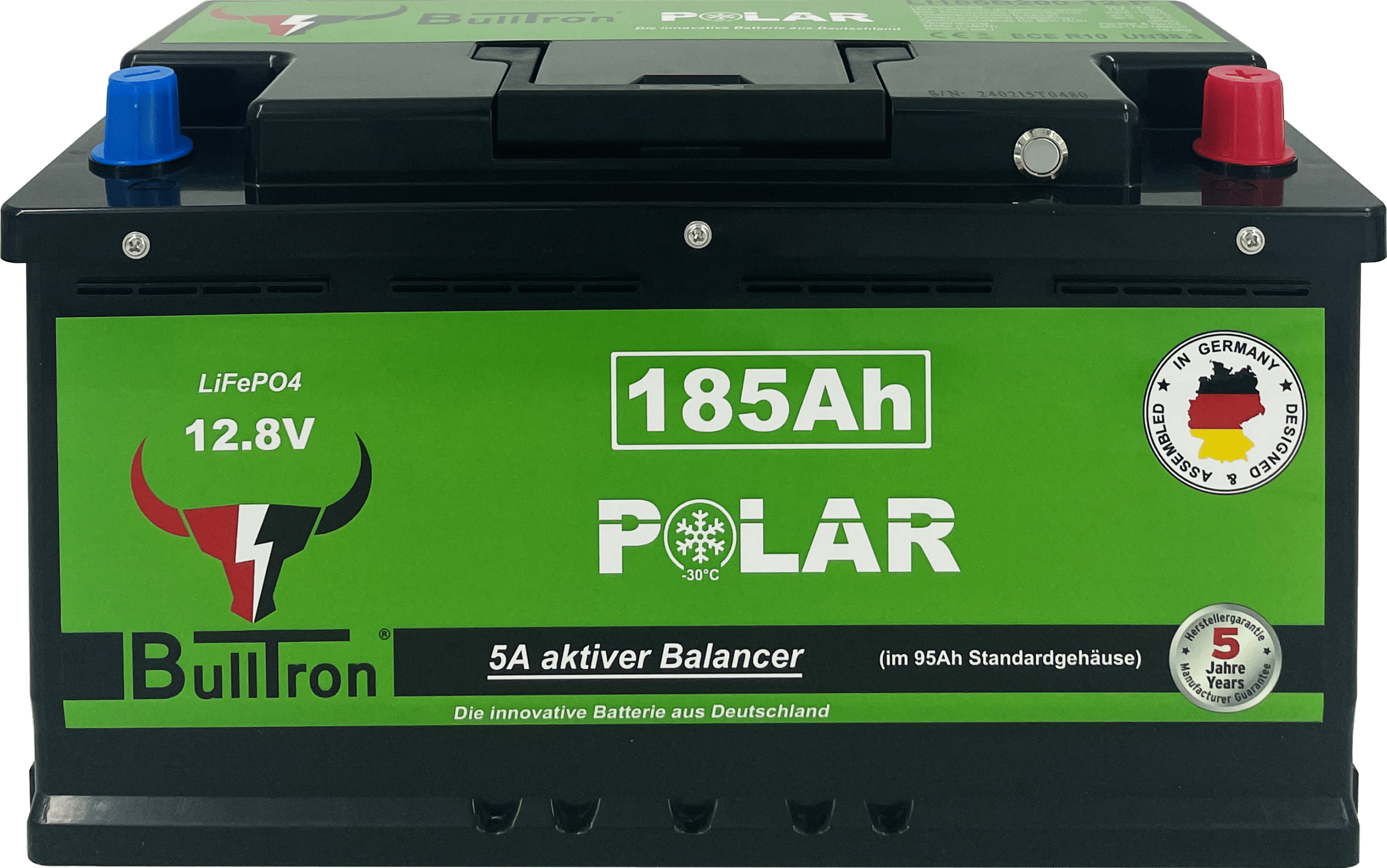 BULLTRON 185Ah LiFePO4 12.8V Polar Akku mit Smart BMS, Bluetooth App, 5A aktiv Balancer und Heizung
