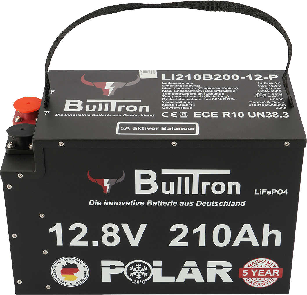 BULLTRON 210Ah LiFePO4 12.8V Polar Akku mit Smart BMS, Bluetooth App, 5A aktiv Balancer und Heizung