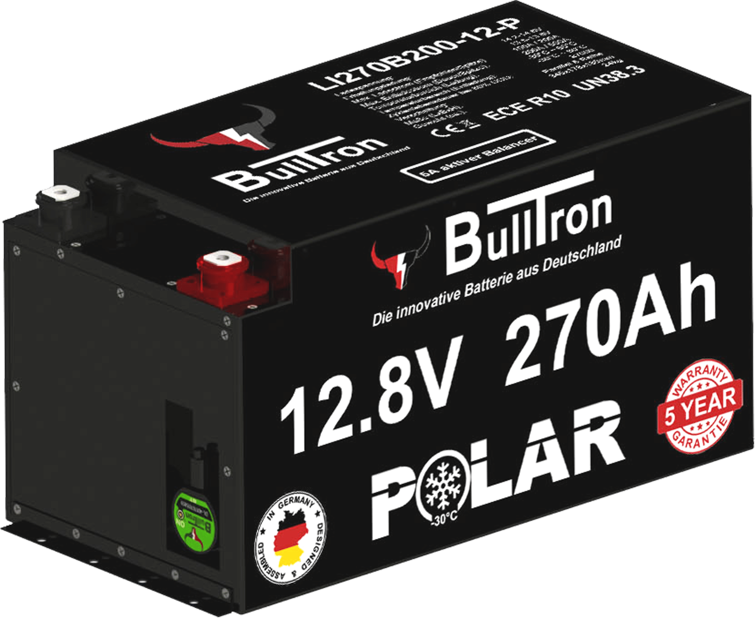 BULLTRON 270Ah LiFePO4 12.8V Polar Akku mit Smart BMS, Bluetooth App, 5A aktiv Balancer und Heizung